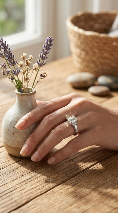 Emerald-Cut Moissanite Statement Ring