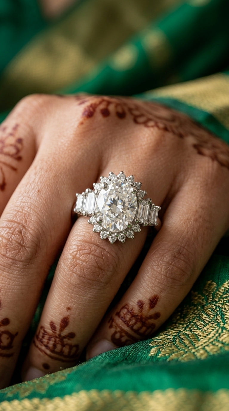 Floral Halo Moissanite Ring