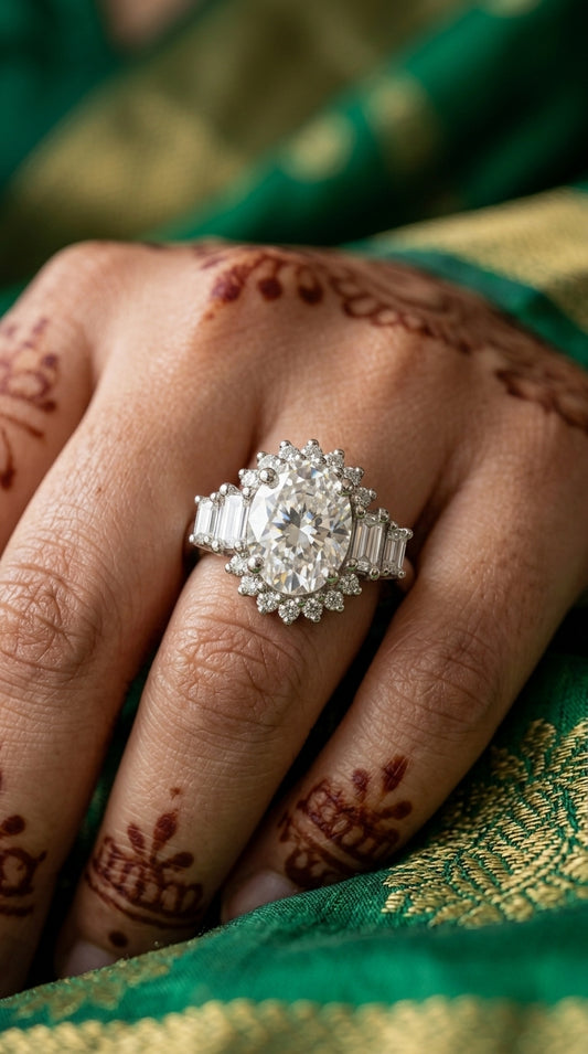 Floral Halo Moissanite Ring