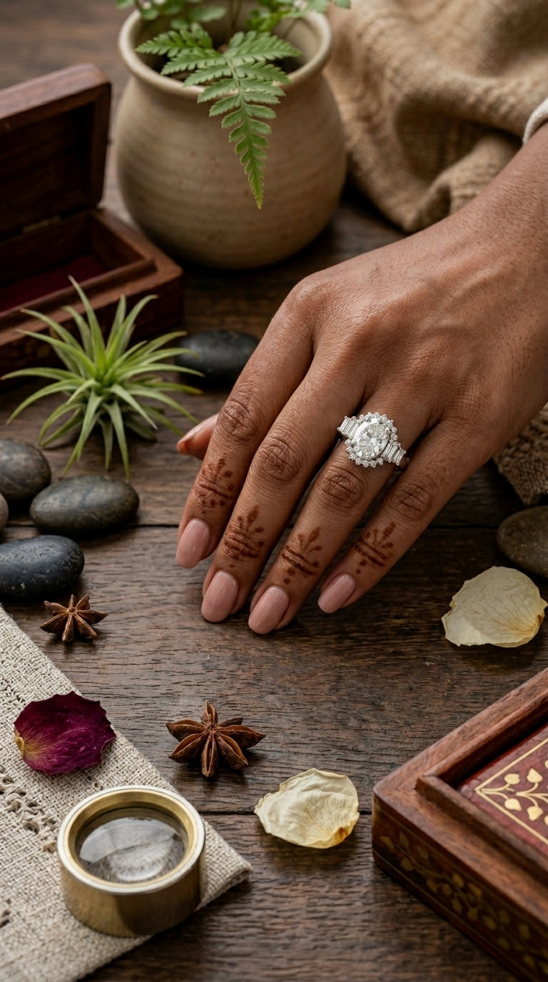 Floral Halo Moissanite Ring