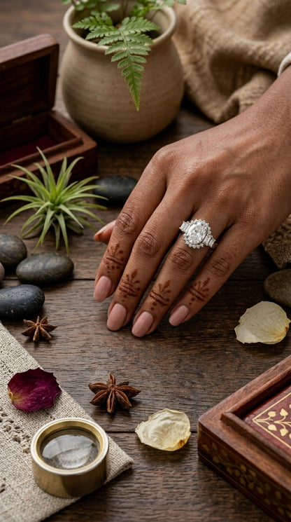 Floral Halo Moissanite Ring