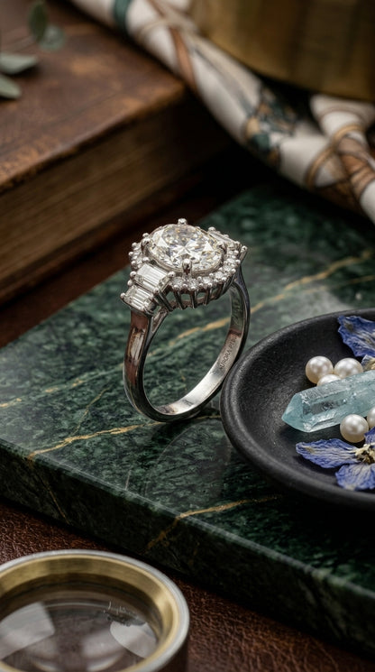 Floral Halo Moissanite Ring