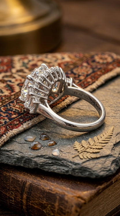 Floral Halo Moissanite Ring