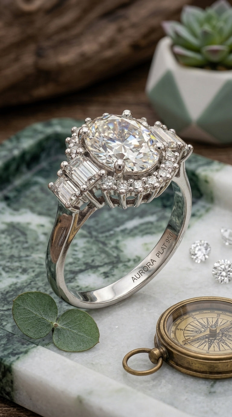 Floral Halo Moissanite Ring