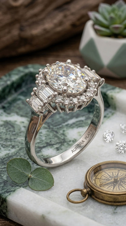 Floral Halo Moissanite Ring