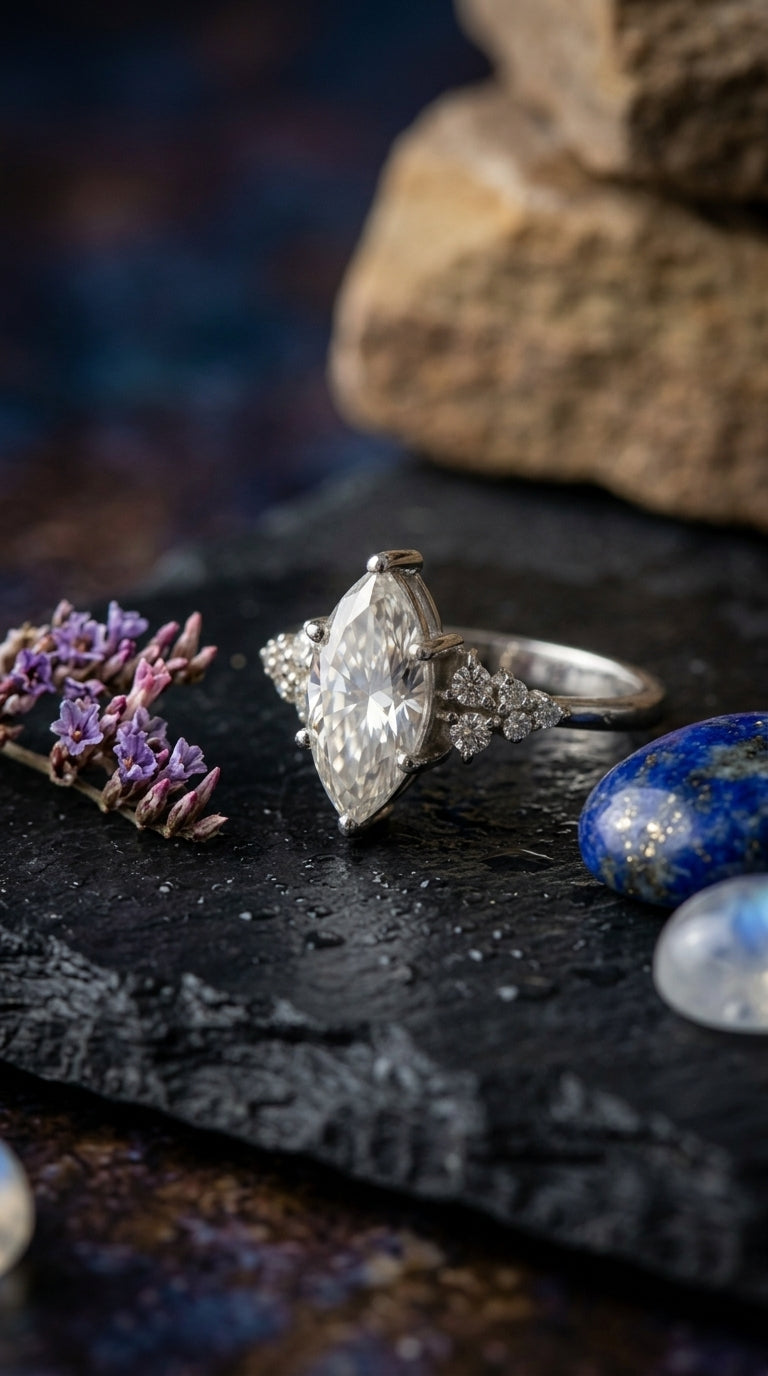 Marquise-Cut Moissanite Statement Ring
