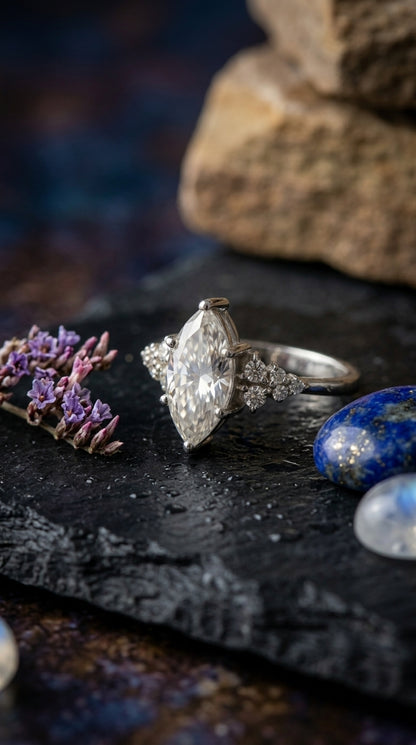 Marquise-Cut Moissanite Statement Ring