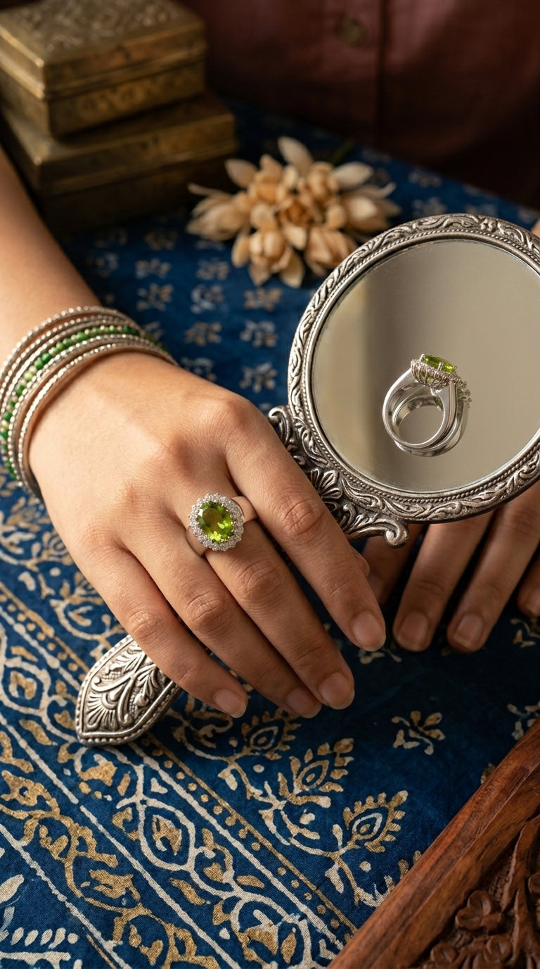 Peridot Halo Ring