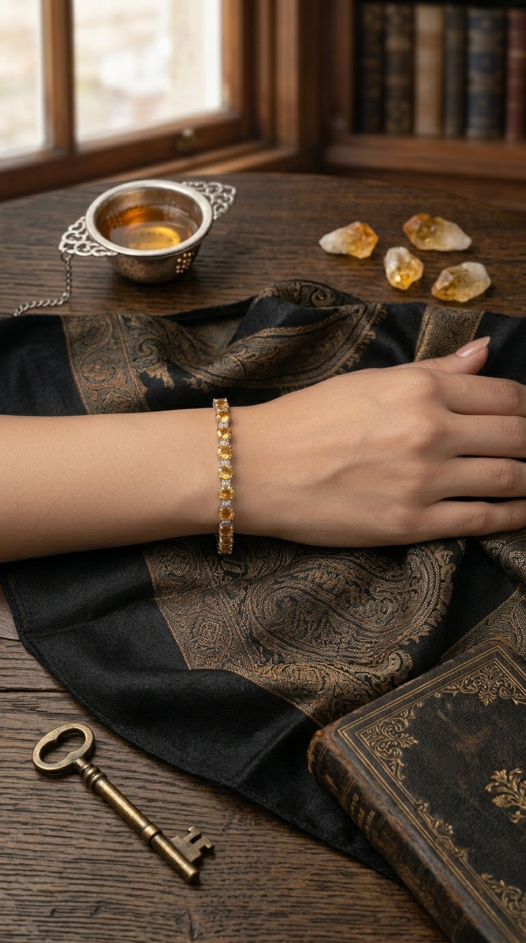Citrine Tennis Bracelet – Sterling Silver 925