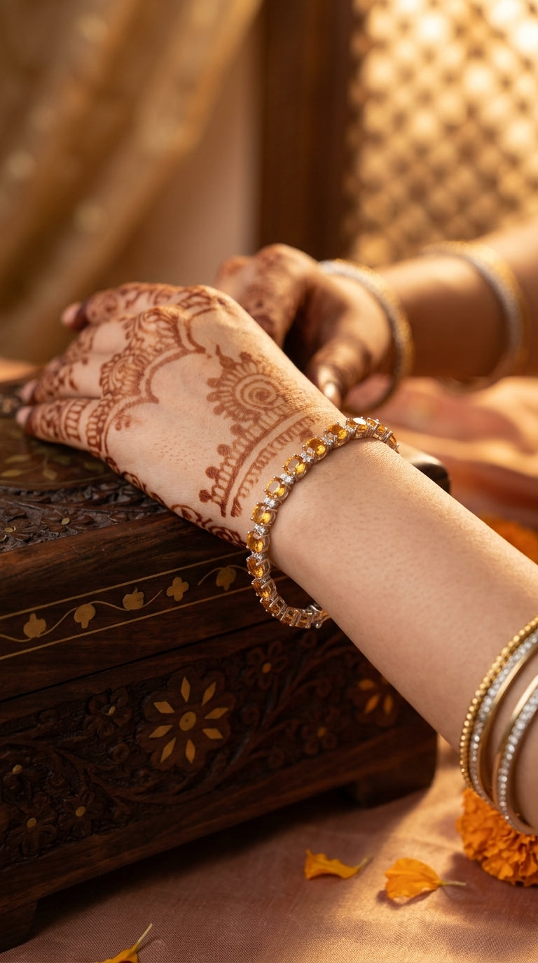 Citrine Tennis Bracelet – Sterling Silver 925