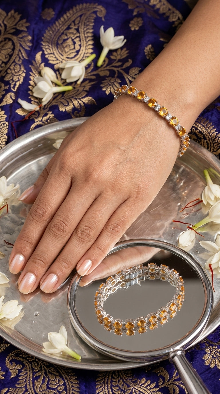Citrine Tennis Bracelet – Sterling Silver 925
