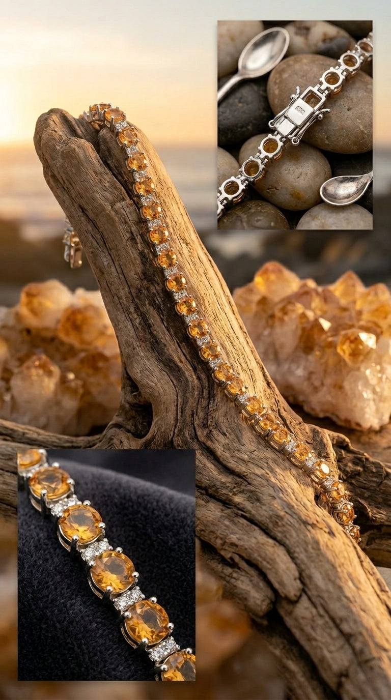Citrine Tennis Bracelet – Sterling Silver 925