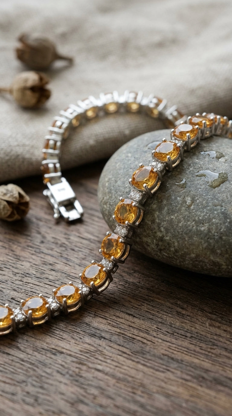 Citrine Tennis Bracelet – Sterling Silver 925