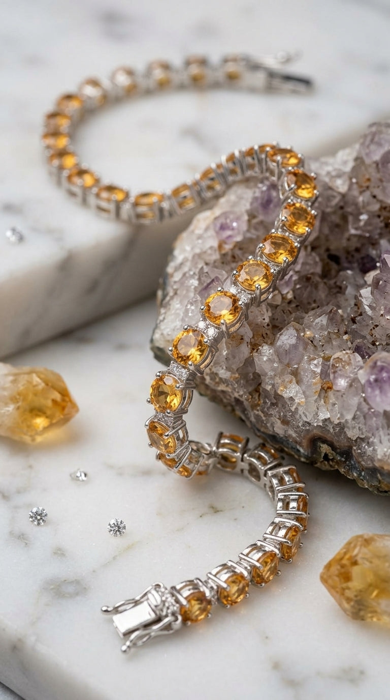 Citrine Tennis Bracelet – Sterling Silver 925