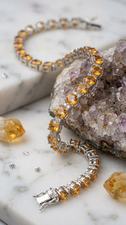 Citrine Tennis Bracelet – Sterling Silver 925