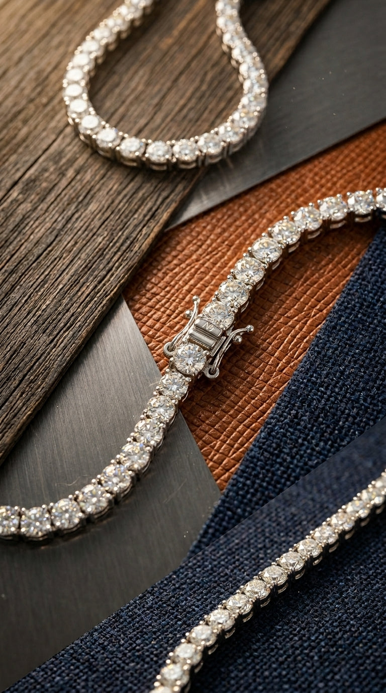 Men’s Sterling Silver CZ Tennis Necklace