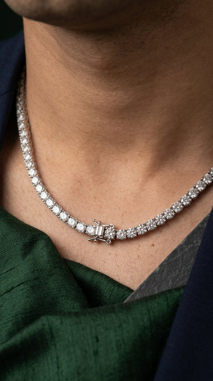 Men’s Sterling Silver CZ Tennis Necklace