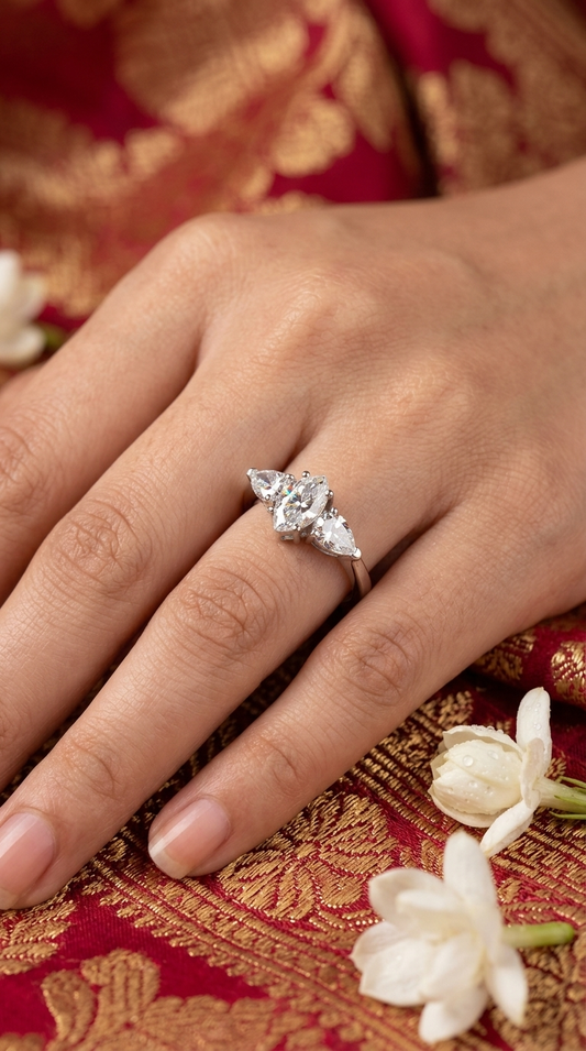 Celestial Three-Stone Moissanite Ring