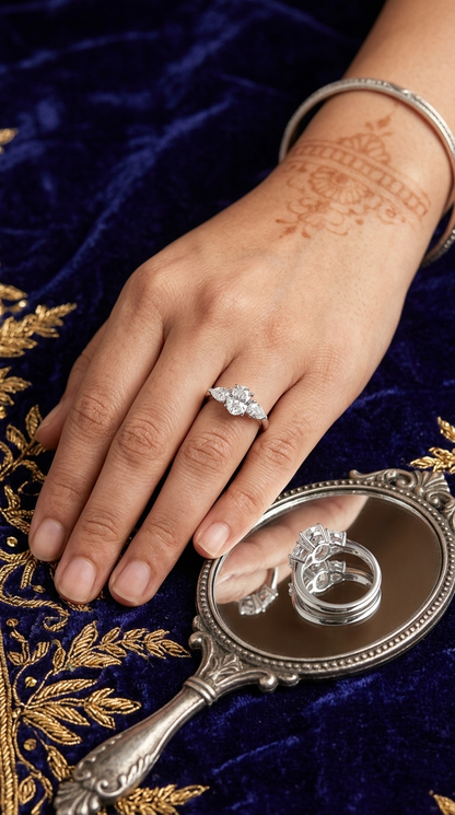 Celestial Three-Stone Moissanite Ring