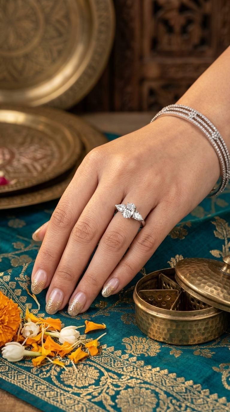 Celestial Three-Stone Moissanite Ring