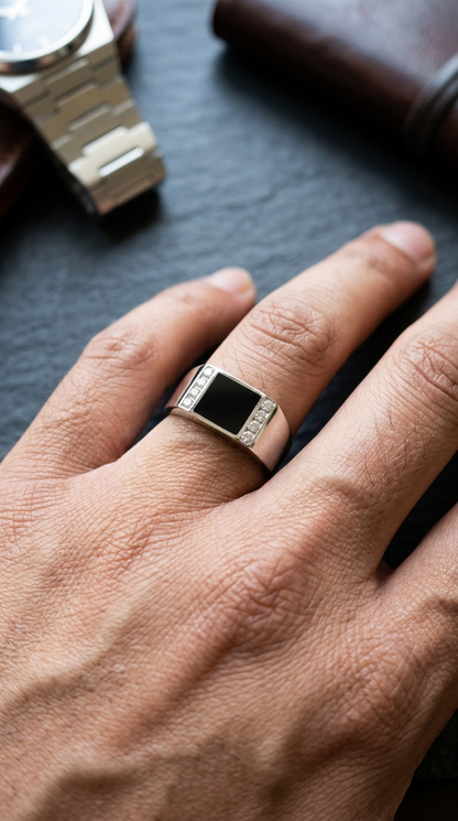 Men’s Black Enamel Signet Ring