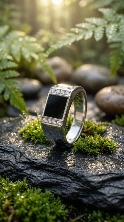Men’s Black Enamel Signet Ring