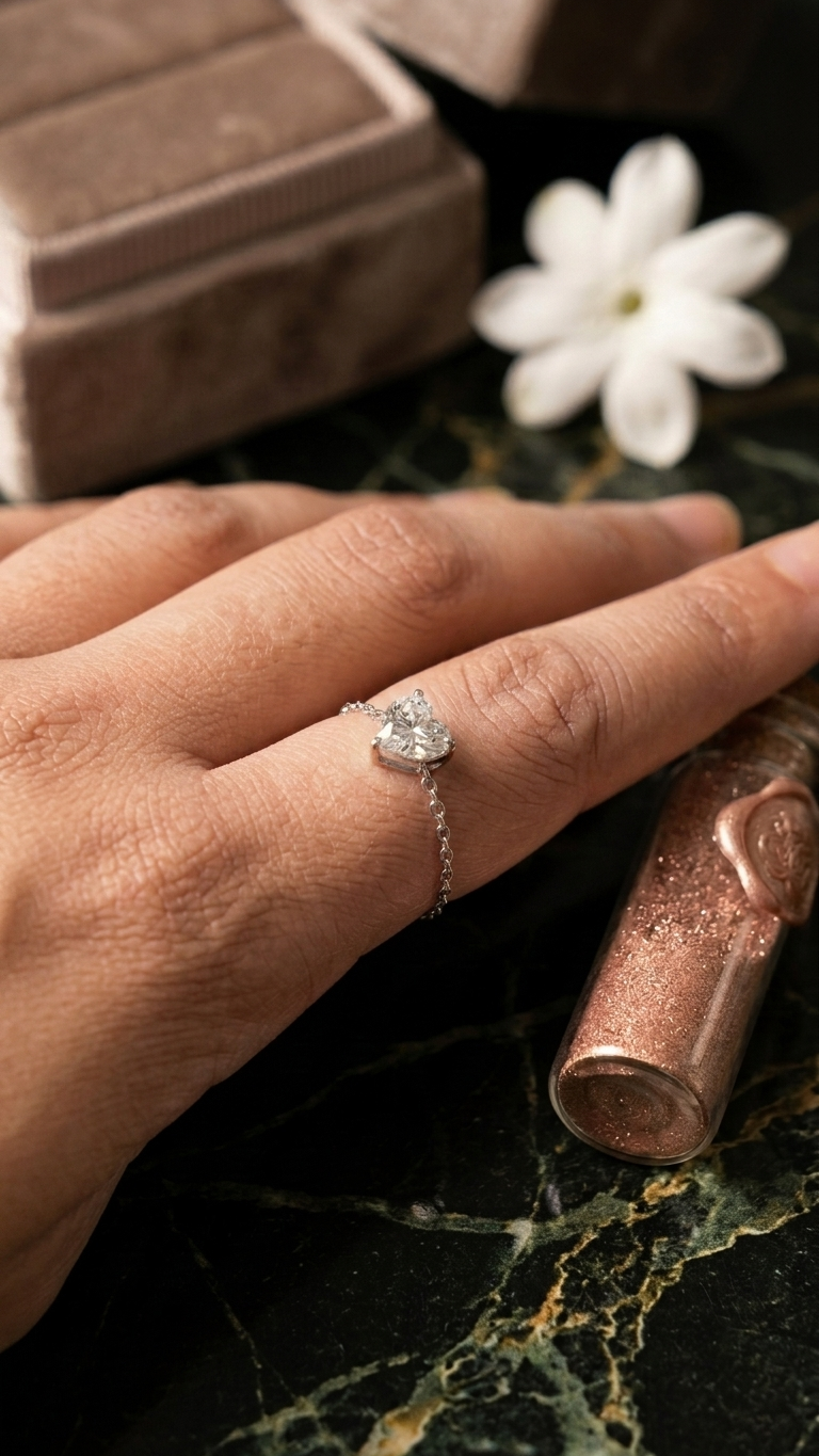 Celestial Heart Chain Ring