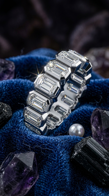 Imperial Hex Moissanite Eternity Ring