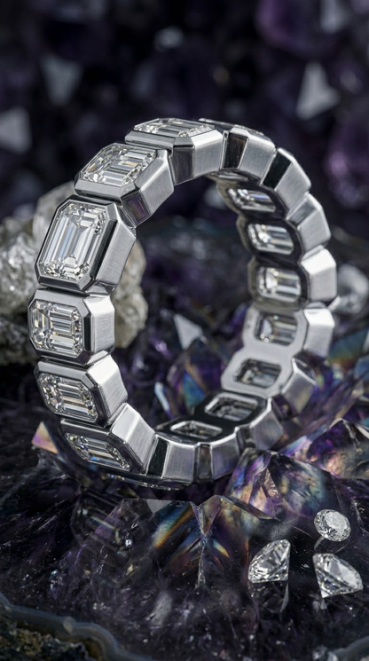 Imperial Hex Moissanite Eternity Ring