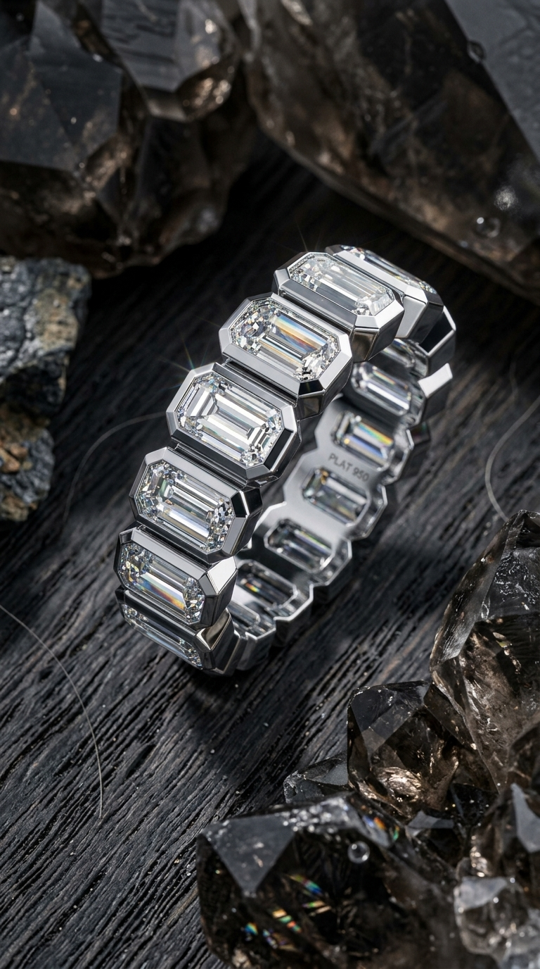 Imperial Hex Moissanite Eternity Ring