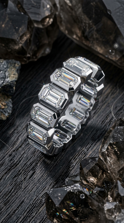 Imperial Hex Moissanite Eternity Ring