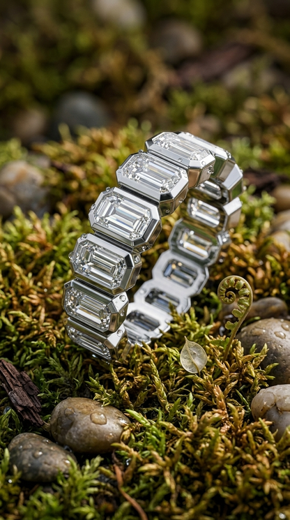 Imperial Hex Moissanite Eternity Ring
