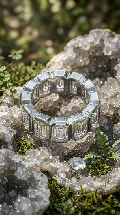 Imperial Hex Moissanite Eternity Ring