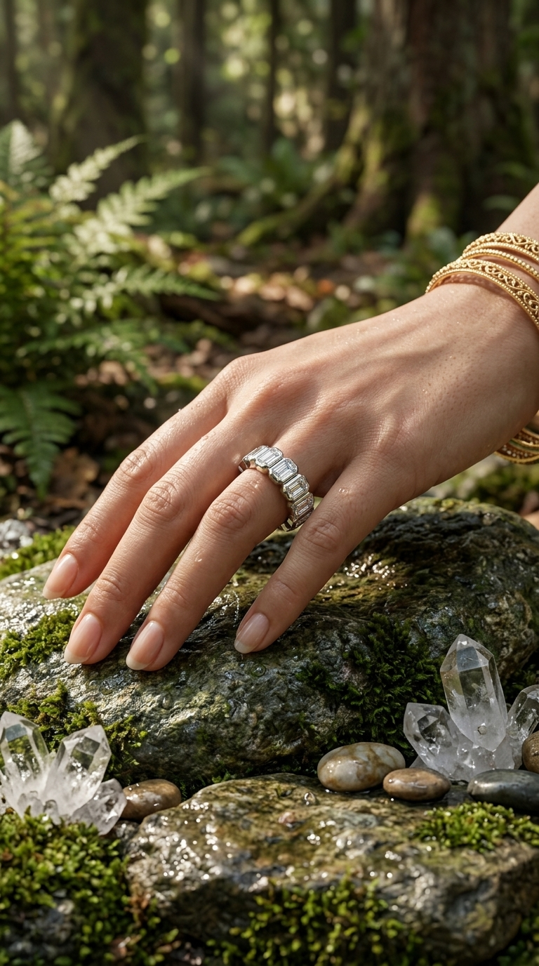 Imperial Hex Moissanite Eternity Ring