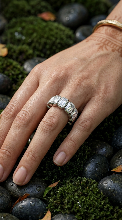 Imperial Hex Moissanite Eternity Ring