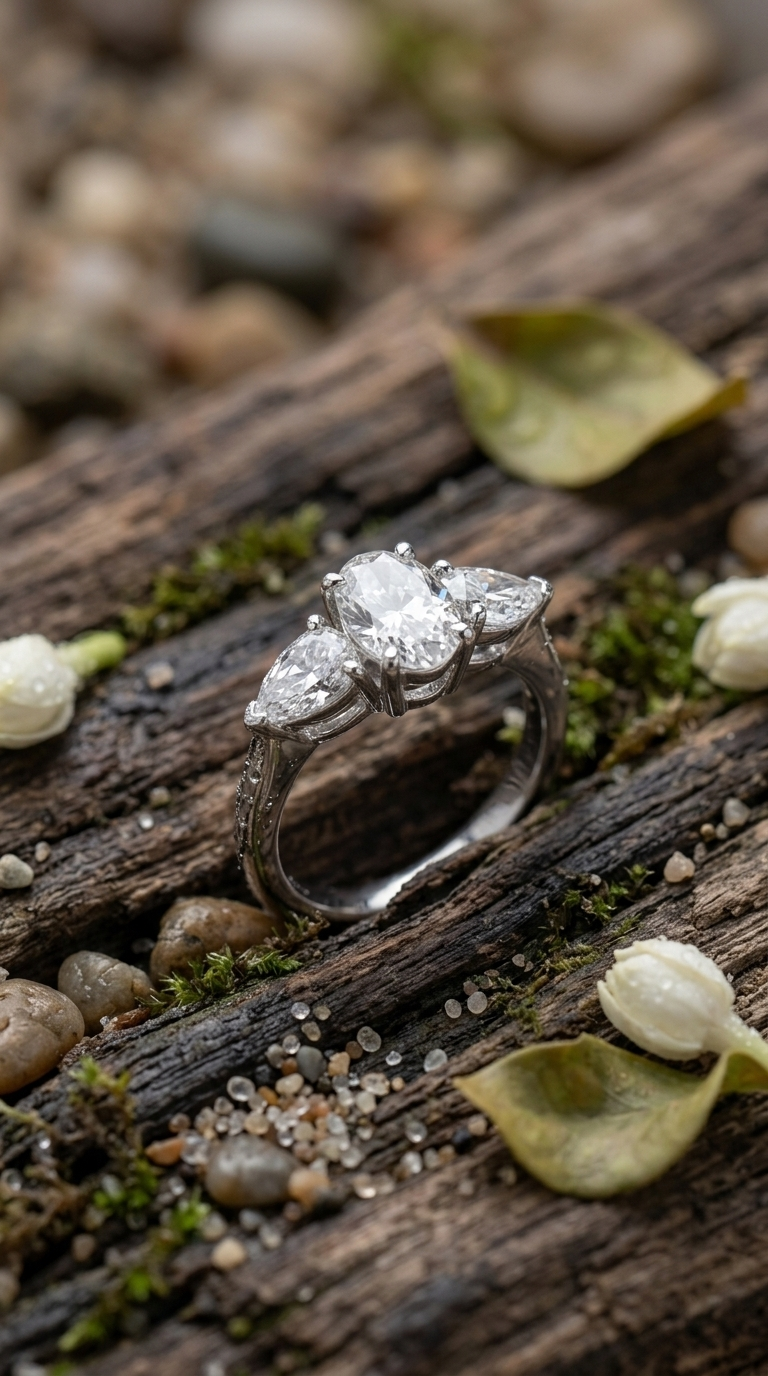 Celestial Three-Stone Moissanite Ring