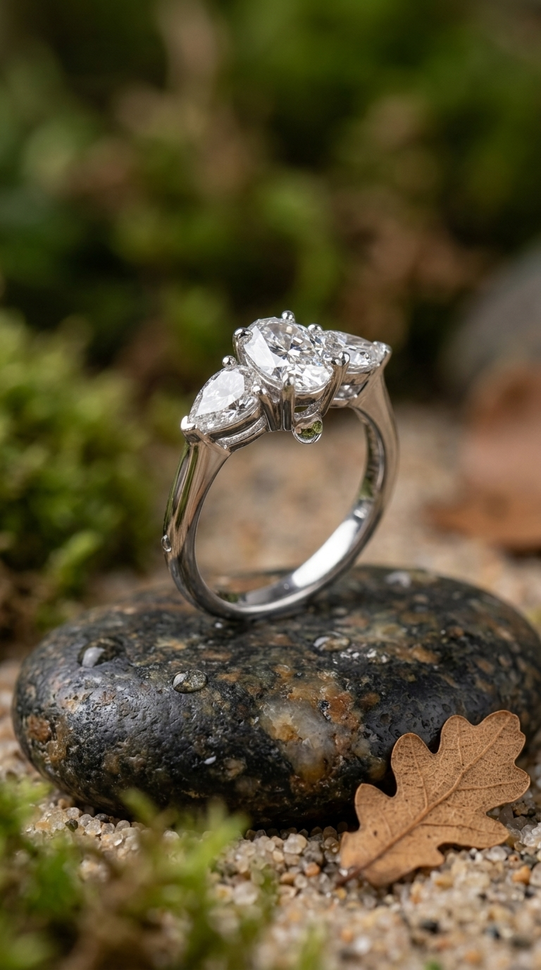 Celestial Three-Stone Moissanite Ring