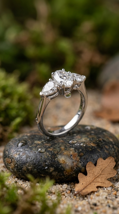 Celestial Three-Stone Moissanite Ring