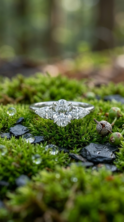 Celestial Three-Stone Moissanite Ring