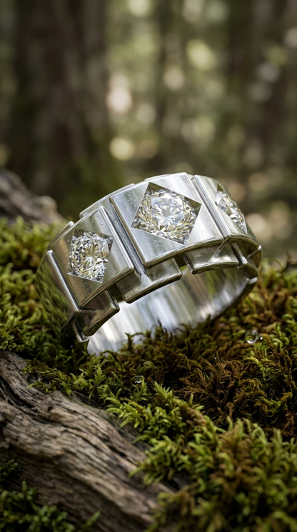 Imperial Mosaic Unisex Moissanite Ring