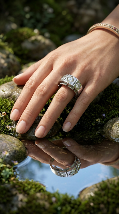 Imperial Mosaic Unisex Moissanite Ring