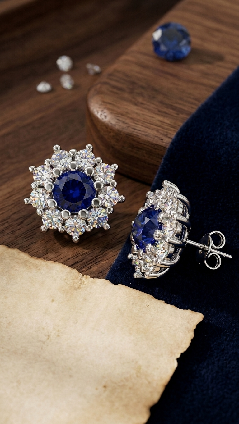 Blue Halo Stud Earrings