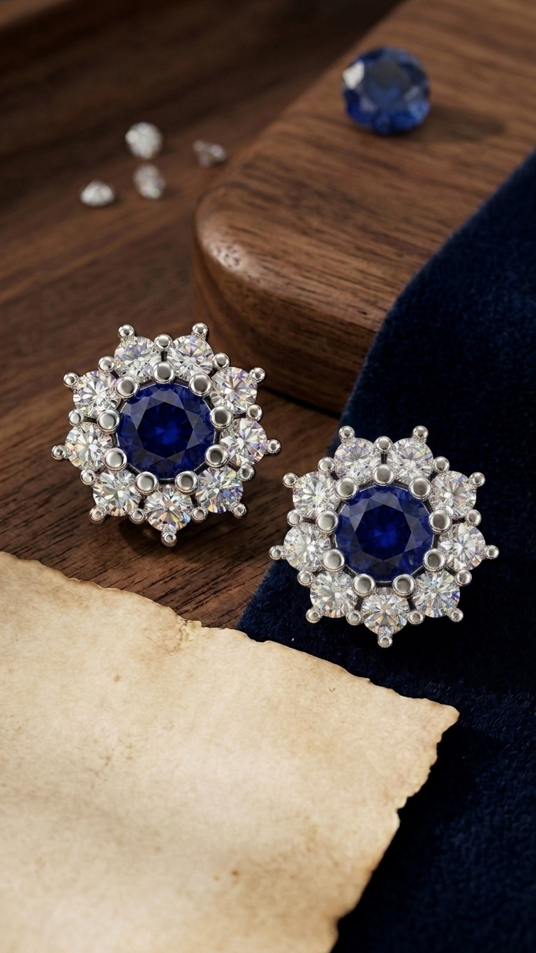 Blue Halo Stud Earrings