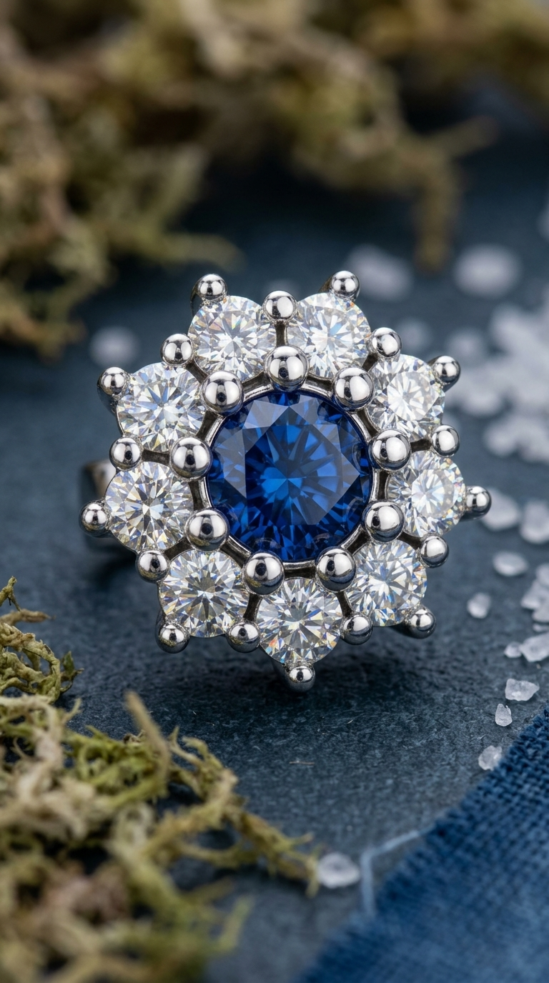 Blue Halo Stud Earrings