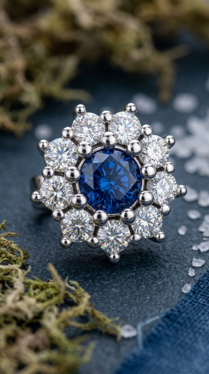 Blue Halo Stud Earrings