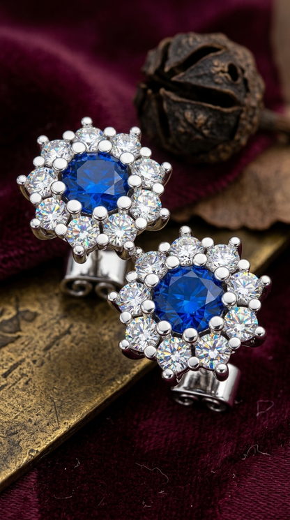 Blue Halo Stud Earrings