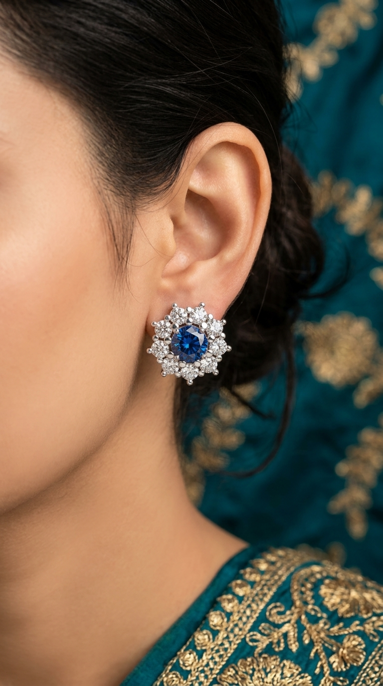 Blue Halo Stud Earrings