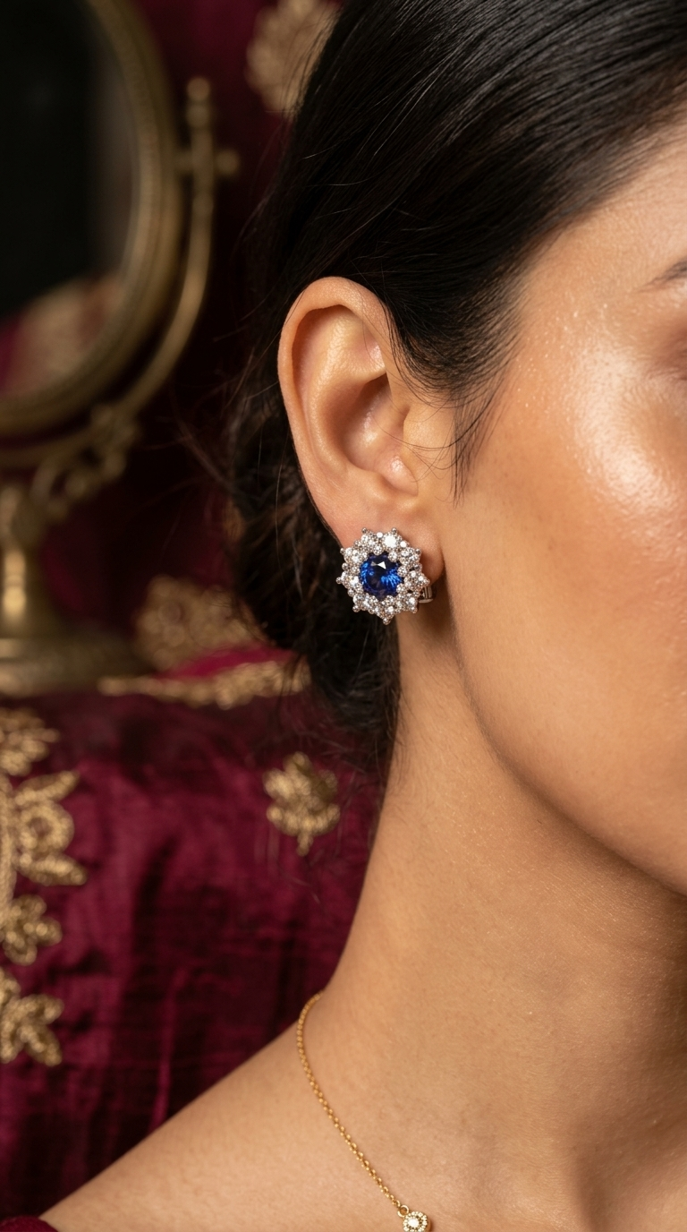 Blue Halo Stud Earrings