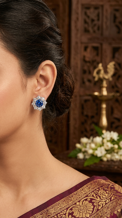 Blue Halo Stud Earrings