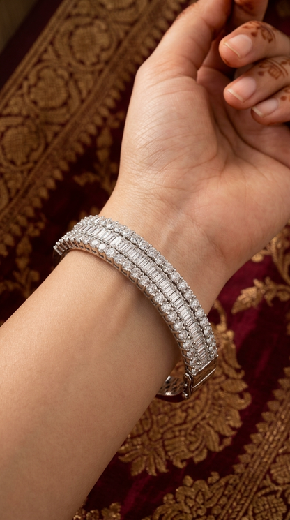 Half Eternity Fixed Silver Bracelet